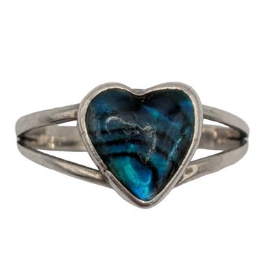Southwest Sterling Silver Abalone Heart Ring Size 5
