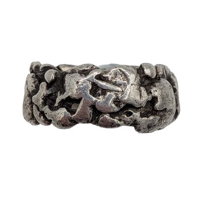 Sterling Silver Lost Wax Cast Textured Band Ring Size 9.5
