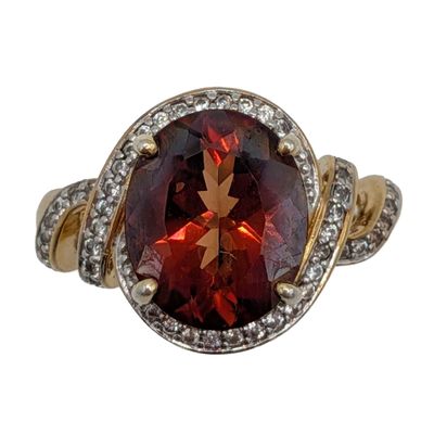 Signed Gold Over Sterling Silver Spinel CZ Twist Ring Size 8
