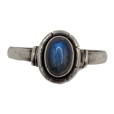 Sterling Silver Oval Labradorite Stacking Ring Size 8.75