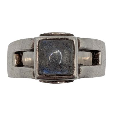Sterling Silver Moonstone Modernist Ring Size 9
