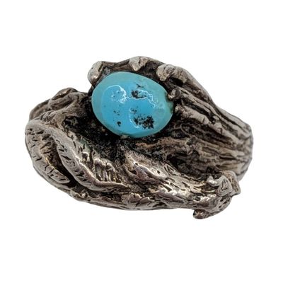 Sterling Silver Turquoise Prowling Panther Ring Size 10