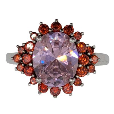Sterling Silver Multi Colored CZ Cluster Ring Size 10.5