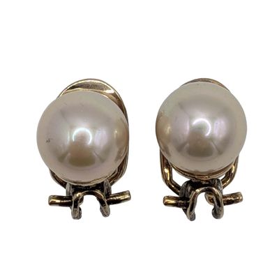 Gold Over Sterling Silver Faux Pearl Stud Earrings