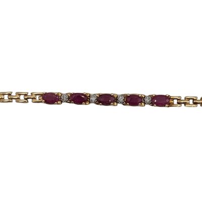 Gold Over Sterling Silver Ruby White Sapphire Bracelet