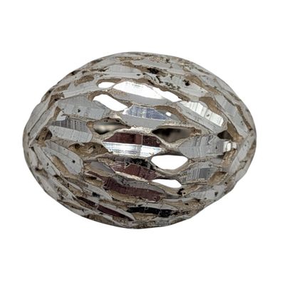Sterling Silver Pierced Diamond Cut Textured Dome Ring Size 7