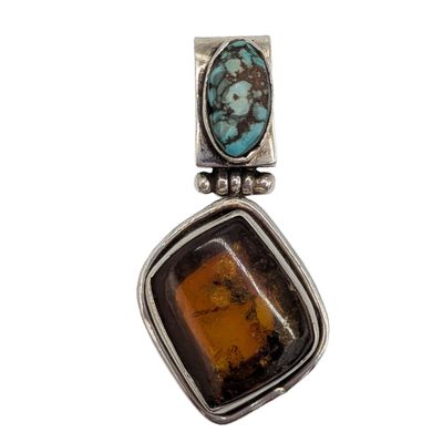Sterling Silver Amber Turquoise Pendant