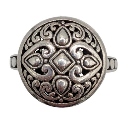 Signed Sterling Silver Open Scrollwork Ring Size 9