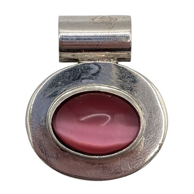 Taxco Mexico Sterling Silver Pink Mother of Pearl Oval Slide Pendant