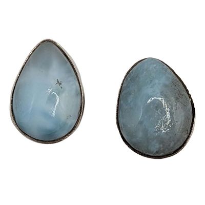 Sterling Silver Larimar Teardrop Stud Earrings