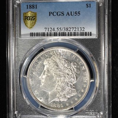 Sale Photo Thumbnail #173: 1881 MORGAN DOLLAR PCGS AU-55