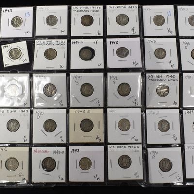 Sale Photo Thumbnail #225: (50) 90% SILVER MERCURY DIMES