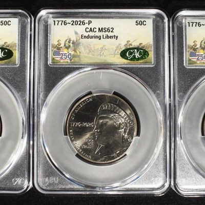 (3) 1776-2026-P ENDURING LIBERTY 50C CAC MS62