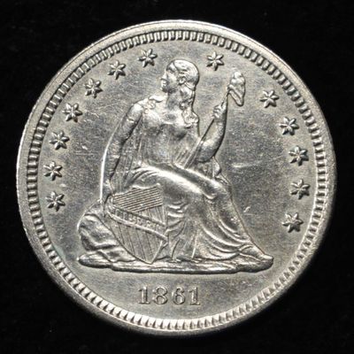 Sale Photo Thumbnail #334: 1861 SEATED LIBERTY QUARTER CH AU