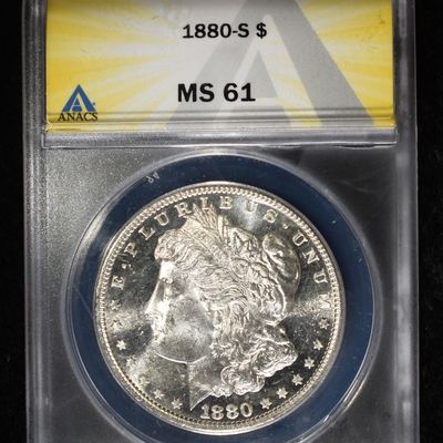 Sale Photo Thumbnail #172: 1880-S MORGAN DOLLAR ANACS MS-61 LOOKS PL