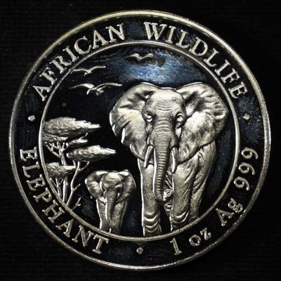 Sale Photo Thumbnail #389: ELEPHANT 1 OZ .999 SILVER ROUND