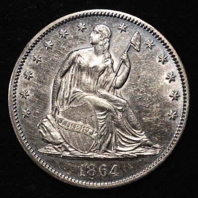 Sale Photo Thumbnail #343: 1864 SEATED LIBERTY HALF DOLLAR BU