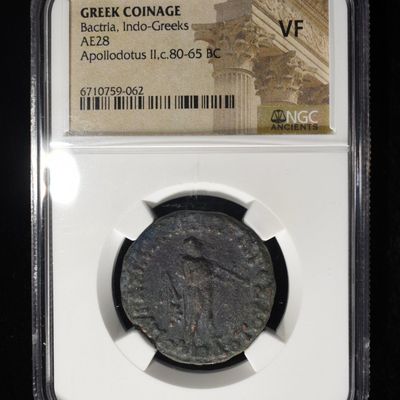 Sale Photo Thumbnail #210: APOLLODOTUS II, c.80-65 BC, AE28, NGC VF