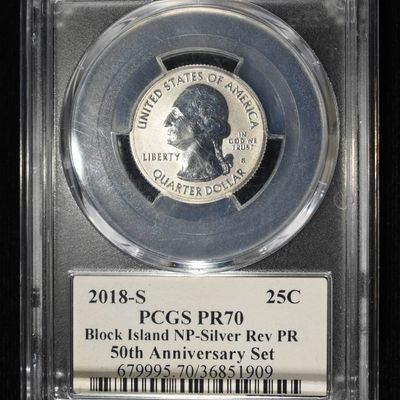 Sale Photo Thumbnail #335: 2018-S 25C BLOCK ISLAND NP SILVER PCGS REV PR70