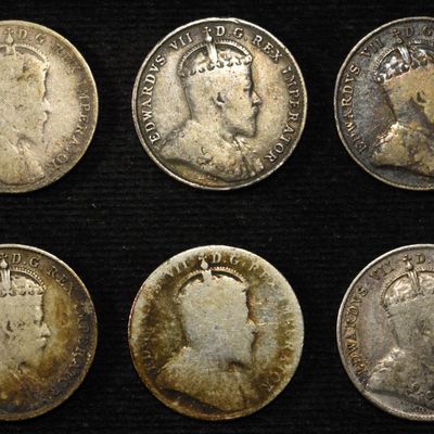 Sale Photo Thumbnail #309: (6) 92.5% SILVER CANADIAN 10 CENTS