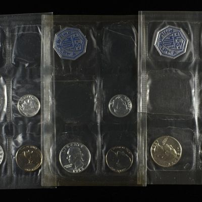 Sale Photo Thumbnail #127: (5) 1963 PARTIAL MINT SETS MISSING 50C & 1 CENT