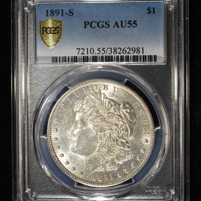 Sale Photo Thumbnail #182: 1891-S MORGAN DOLLAR PCGS AU-55