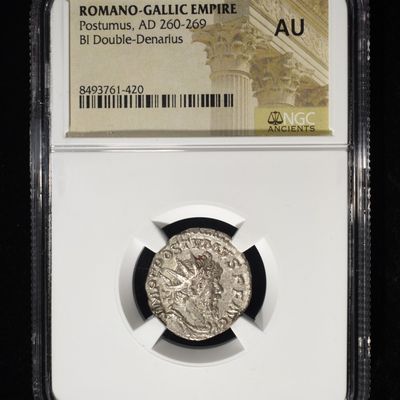 Sale Photo Thumbnail #220: AD 260-269 POSTUMUS BI DOUBLE-DENARIUS NGC AU