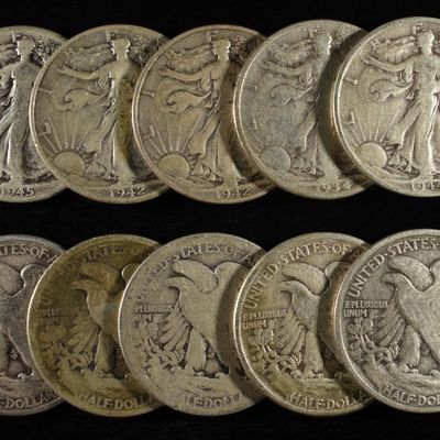 Sale Photo Thumbnail #142: (10) 90% SILVER WALKING LIBERTY HALF DOLLARS
