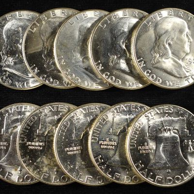 Sale Photo Thumbnail #323: (10) FRANKLIN HALF DOLLARS BU
