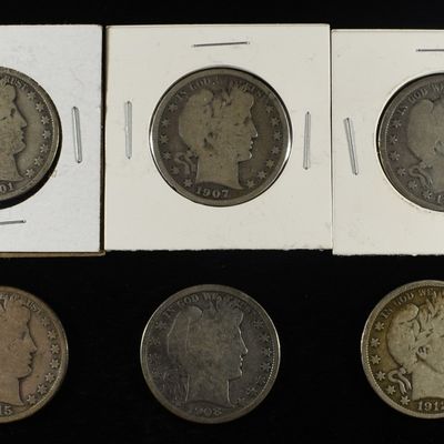 Sale Photo Thumbnail #141: (10) BARBER HALF DOLLARS 90% SILVER