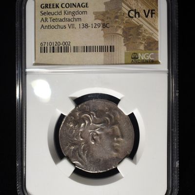 Sale Photo Thumbnail #109: 138-129 BC ANTIOCHUS VII AR TETRADRACHM NGC CH VF