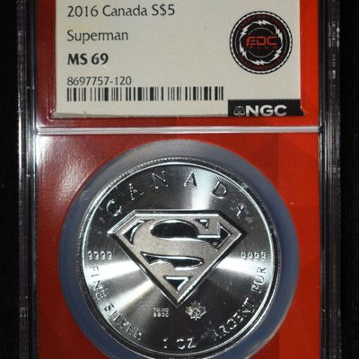 2016 1 OZ SILVER CANADA SUPERMAN NGC MS-69