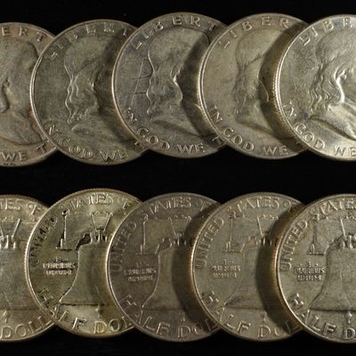Sale Photo Thumbnail #143: (10) 90% SILVER FRANKLIN HALF DOLLARS