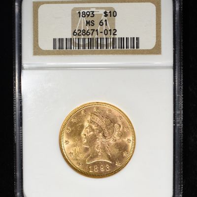 Sale Photo Thumbnail #447: 1893 $10 GOLD LIBERTY NGC MS-61