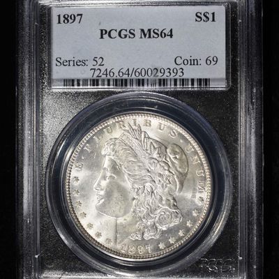 Sale Photo Thumbnail #185: 1897 MORGAN DOLLAR PCGS MS-64