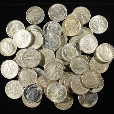 Sale Photo Thumbnail #320: (50) ROOSEVELT DIMES 90% SILVER