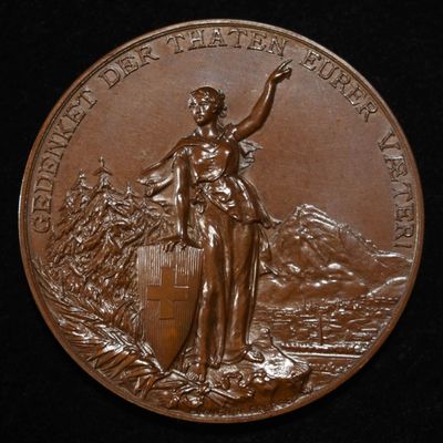 Sale Photo Thumbnail #376: 1892 SWISS SHOOTING MEDAL GLARUS BRONZE
