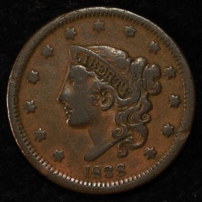 Sale Photo Thumbnail #148: 1838 CORONET HEAD LARGE CENT VF/EF