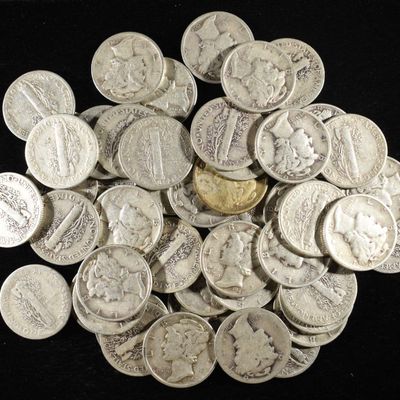 Sale Photo Thumbnail #319: (50) MERCURY DIMES 90% SILVER