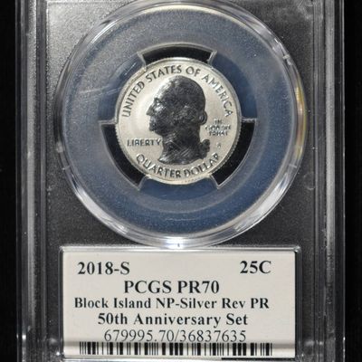 2018-S 25C BLOCK ISLAND NP SILVER PCGS REV PR70