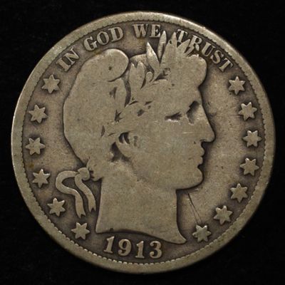 1913 BARBER HALF DOLLAR VG