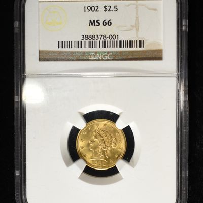 Sale Photo Thumbnail #439: 1902 $2.5 GOLD LIBERTY NGC MS-66