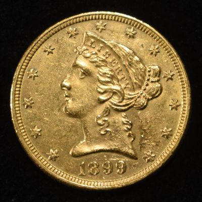 Sale Photo Thumbnail #443: 1899 $5 GOLD LIBERTY CH BU