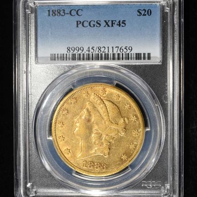 Sale Photo Thumbnail #450: 1883-CC $20 GOLD LIBERTY PCGS XF-45