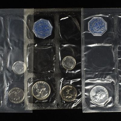 Sale Photo Thumbnail #122: (5) 1960 PARTIAL MINT SETS MISSING 50C & 1 CENT