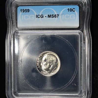 Sale Photo Thumbnail #162: 1959 ROOSEVELT DIME ICG MS67