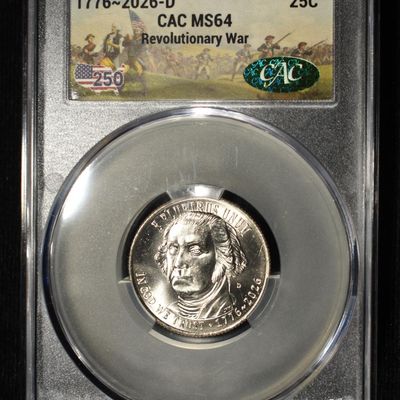 1776-2026-D REVOLUTIONARY WAR QUARTER CAC MS-64