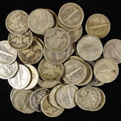 Sale Photo Thumbnail #137: (50) MERCURY DIMES