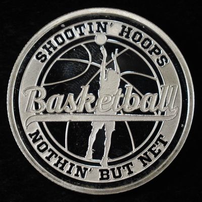 Sale Photo Thumbnail #391: BASKETBALL 1 OZ .999 SILVER ROUND