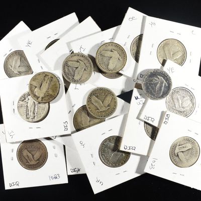 Sale Photo Thumbnail #139: (20) 90% SILVER STANDING LIBERTY QUARTERS